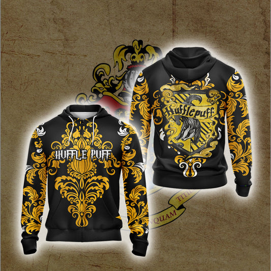 Harry Potter Hogwarts Castle - Hufflepuff House Wacky Style Version 1 Unisex Zip Up Hoodie