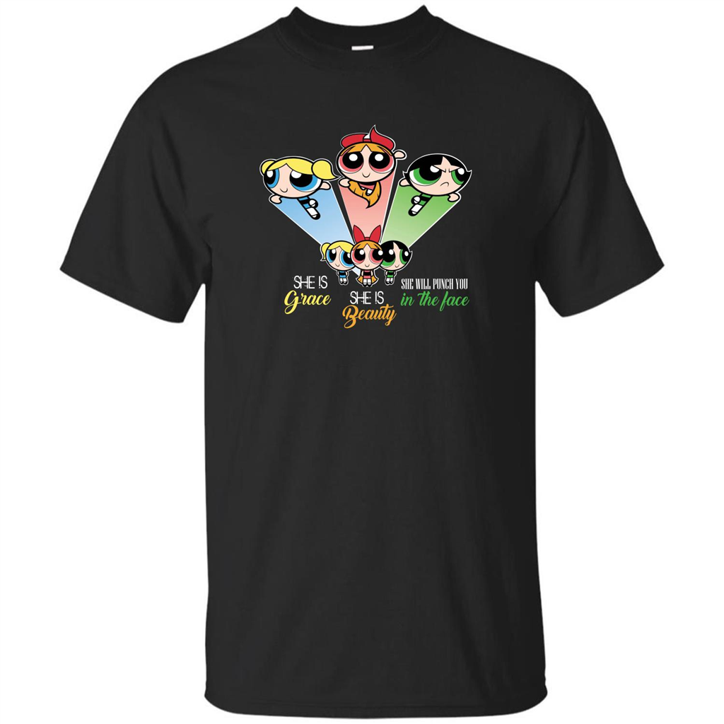 Powerpuff Girls T-shirt She Is Beauty She Is Grace T-shirt Black