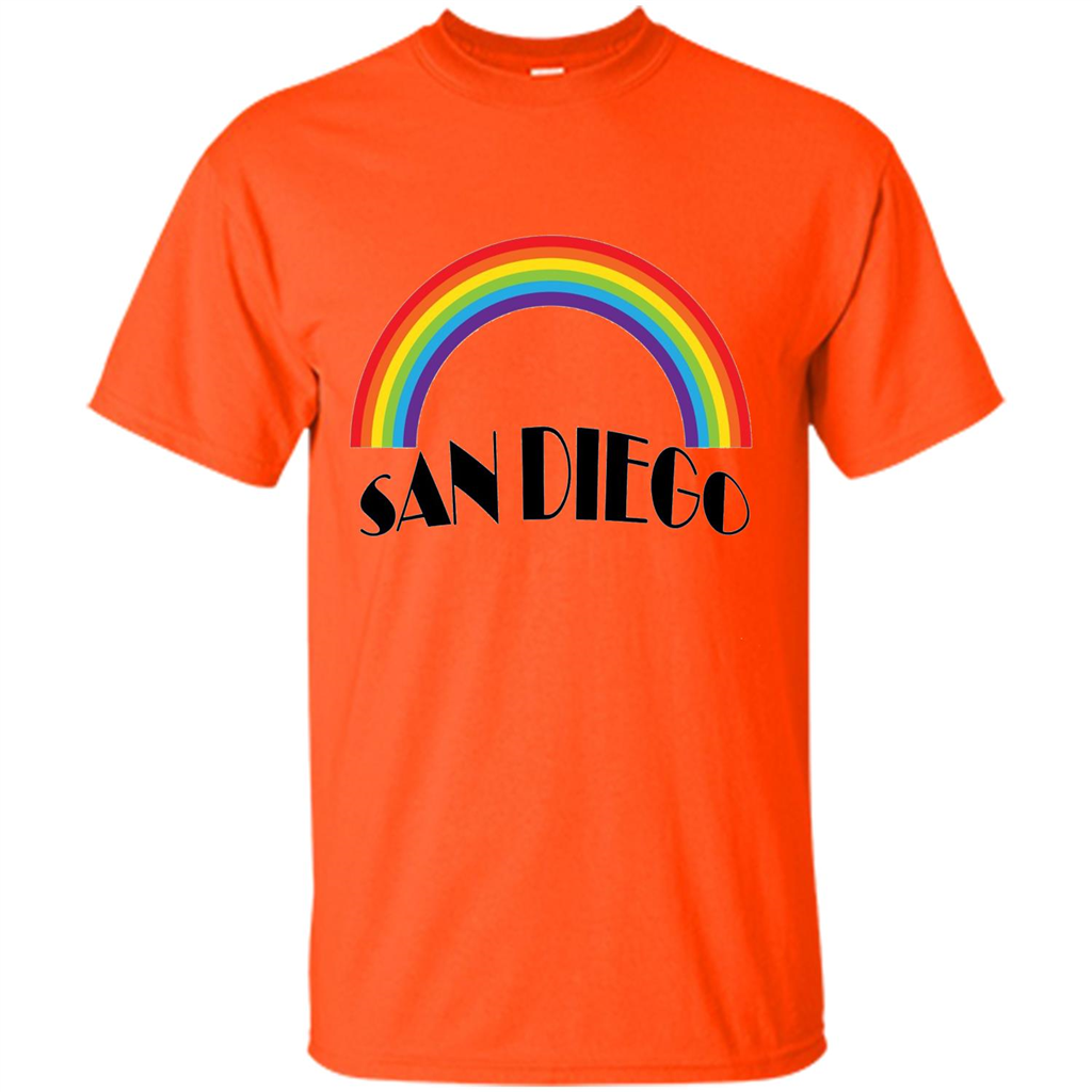 LGBTQ. San Diego LGBT Pride Rainbow T-shirt Orange
