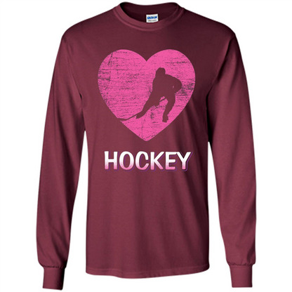 I Love Hockey T-shirt Maroon