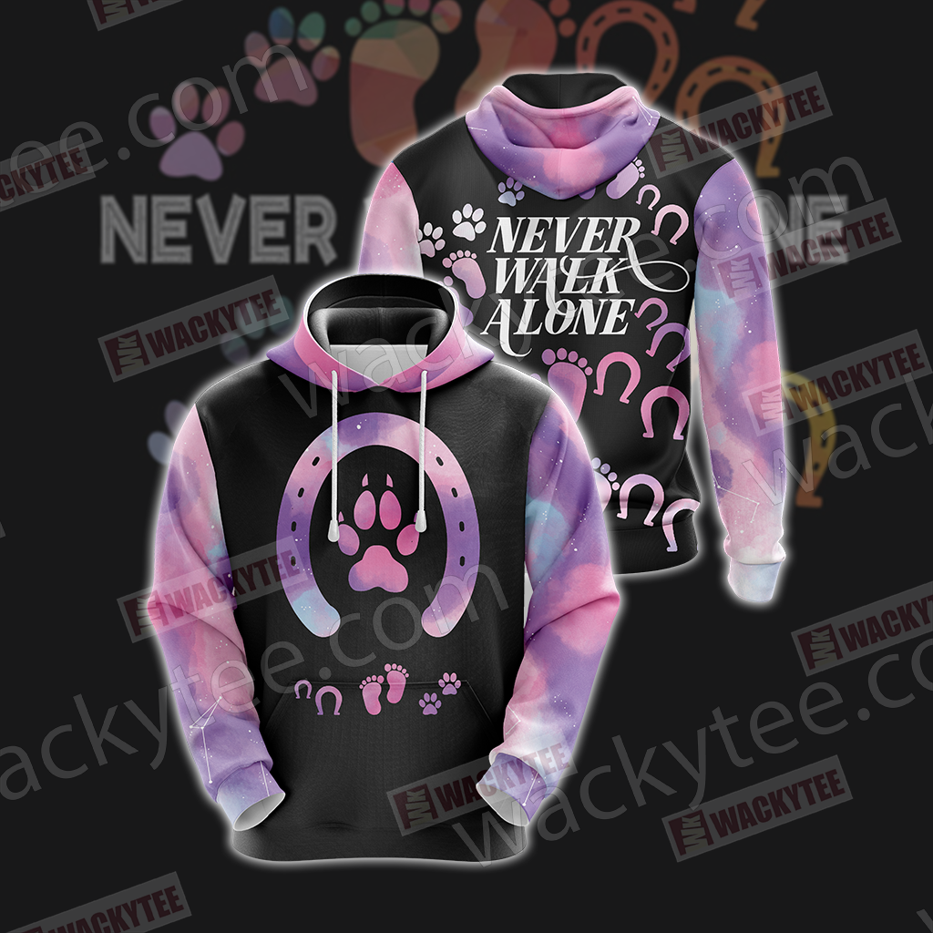 Never Walk Alone Dog and Horse Unisex 3D Hoodie