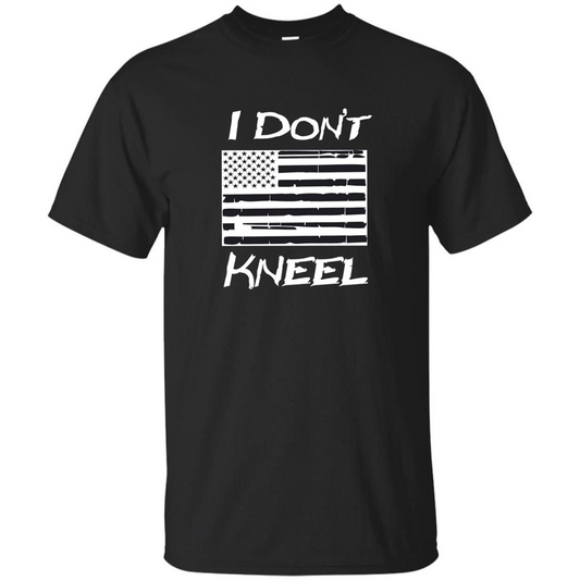 Military T-shirt I Don't Kneel Patriotic Flag T-shirt Black