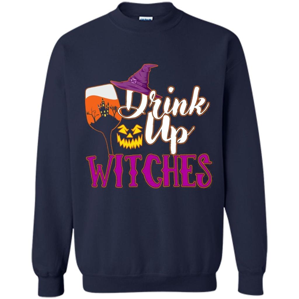 Drink Up Witches T Shirt Funny Halloween Costume Navy