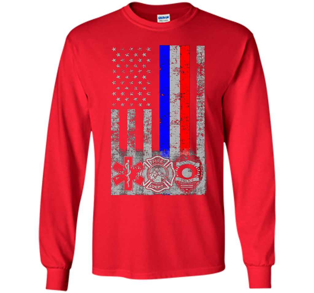 Fireman Police EMT / First Responder Flag t-shirt Red
