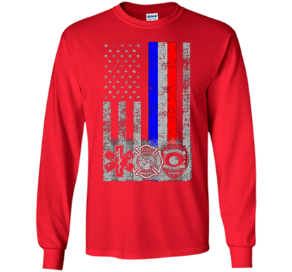 Fireman Police EMT / First Responder Flag t-shirt Red