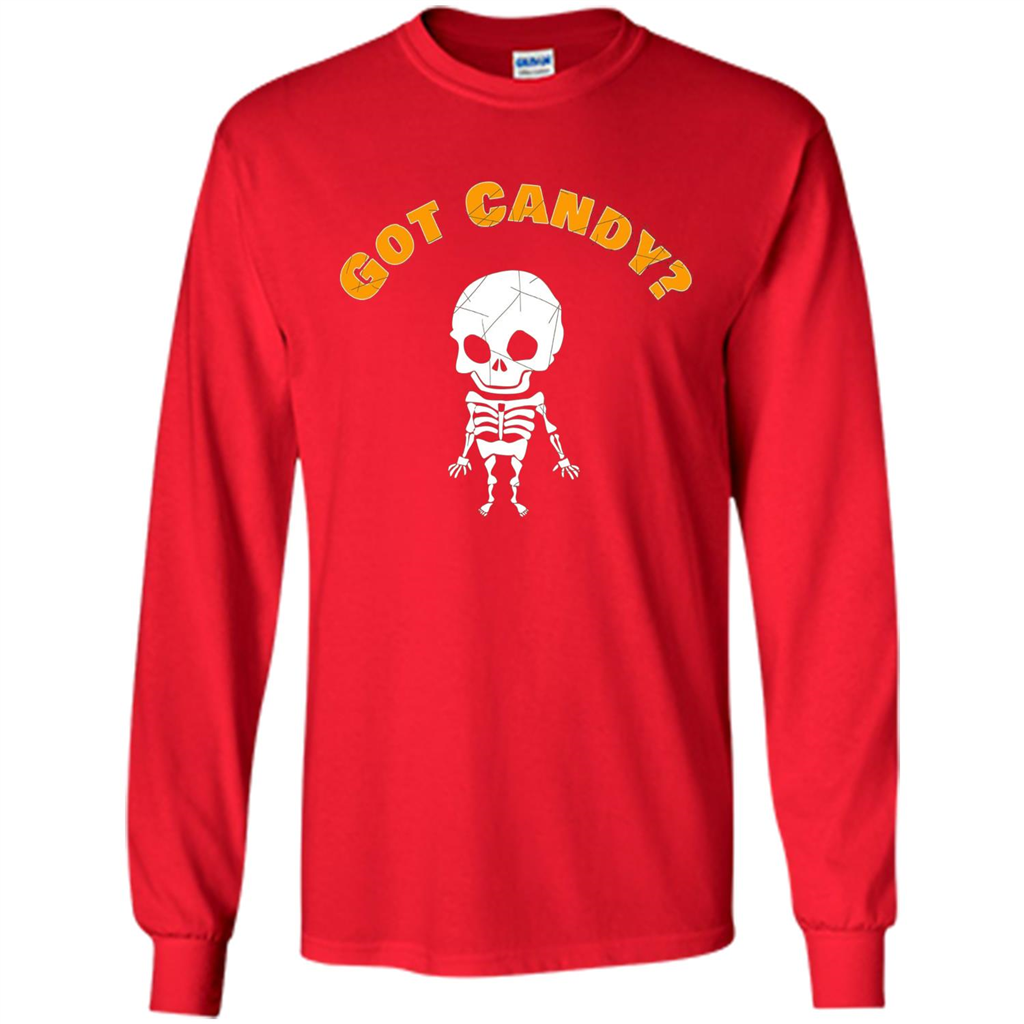 Cute Skeleton Asking For Candy Halloween T-shirt Red