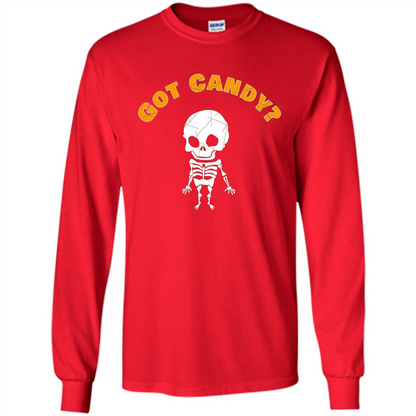 Cute Skeleton Asking For Candy Halloween T-shirt Red