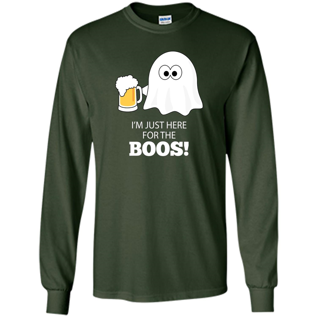 Halloween Drinking T-shirt I'm Just Here For The Boos Forest Green