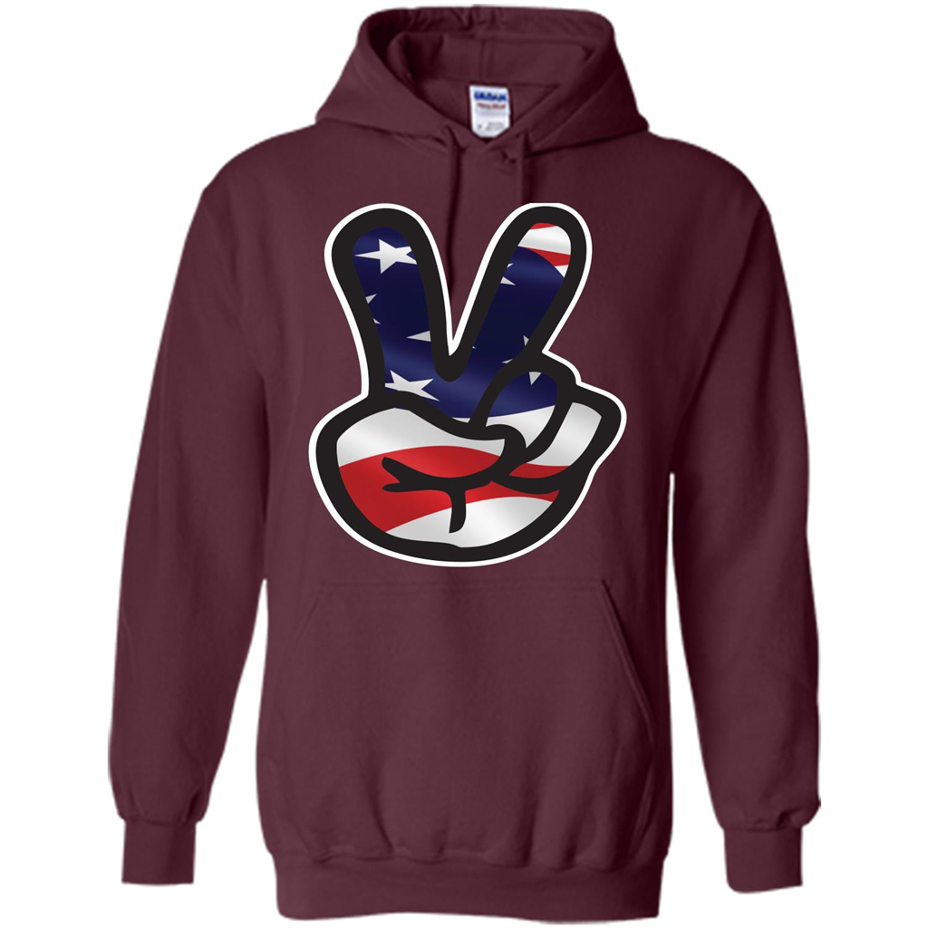 Amreican Flag Peace Guy T-shirt Maroon