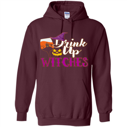 Drink Up Witches T Shirt Funny Halloween Costume Maroon