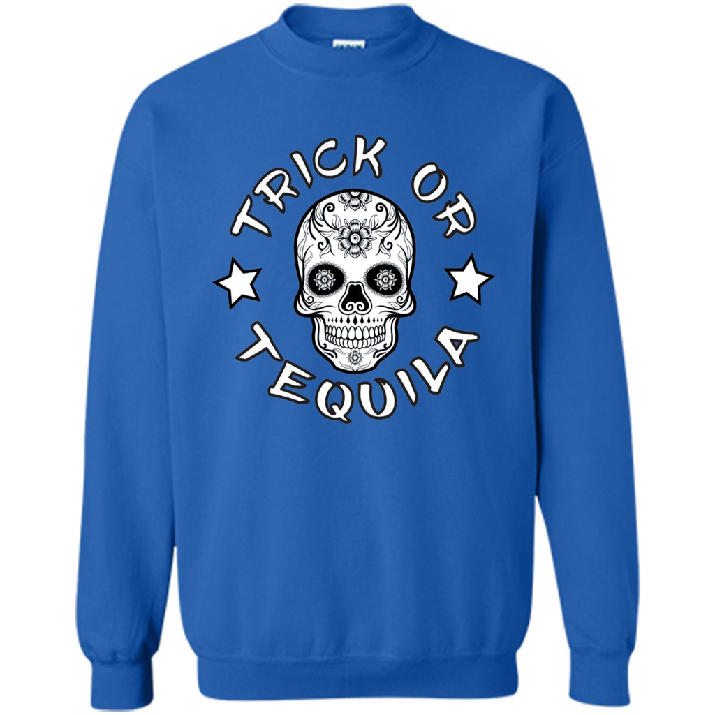 Sugar Skull T-Shirt Trick Or Tequila Halloween Royal
