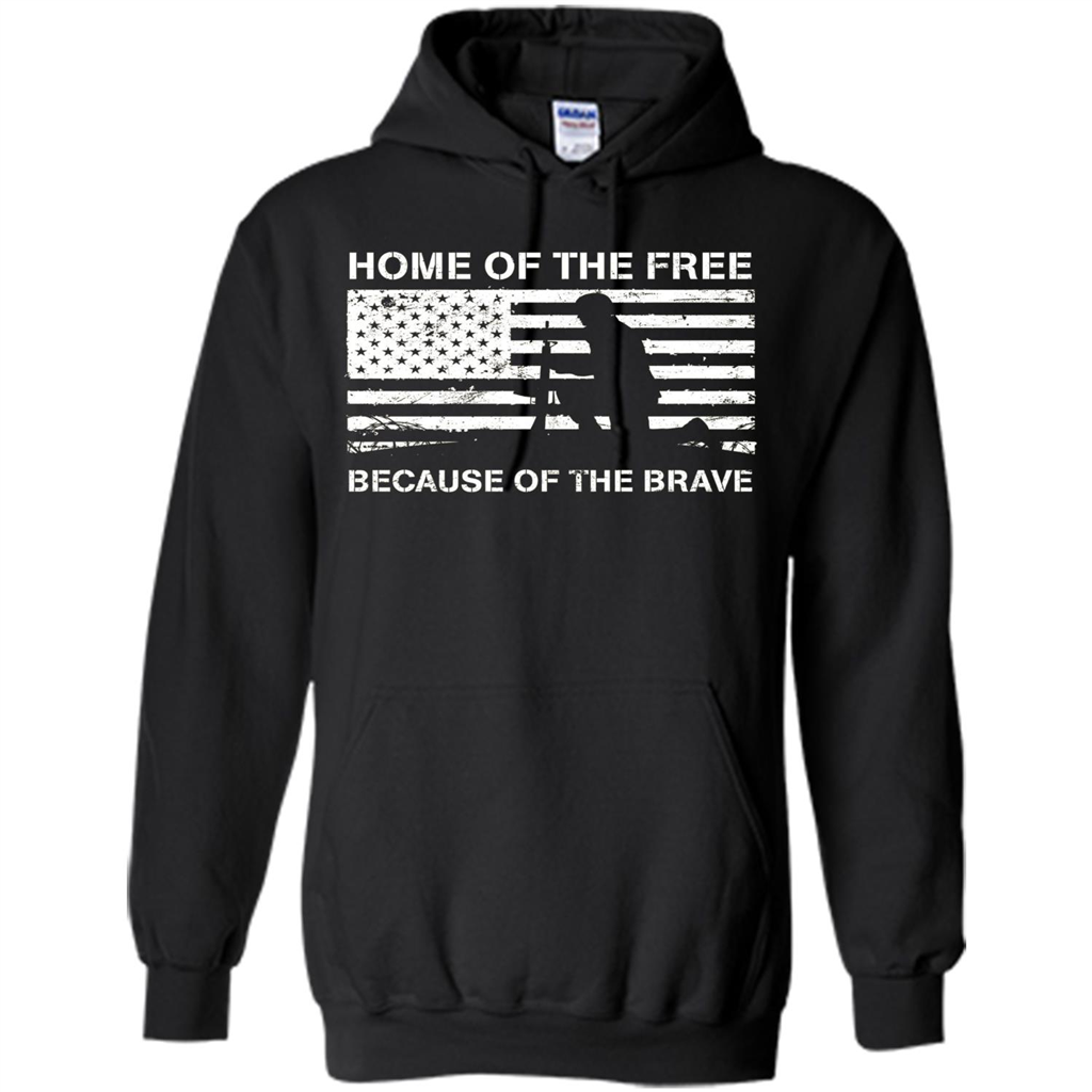 Military T-shirt Home Of The Free Because Of The Brave Black