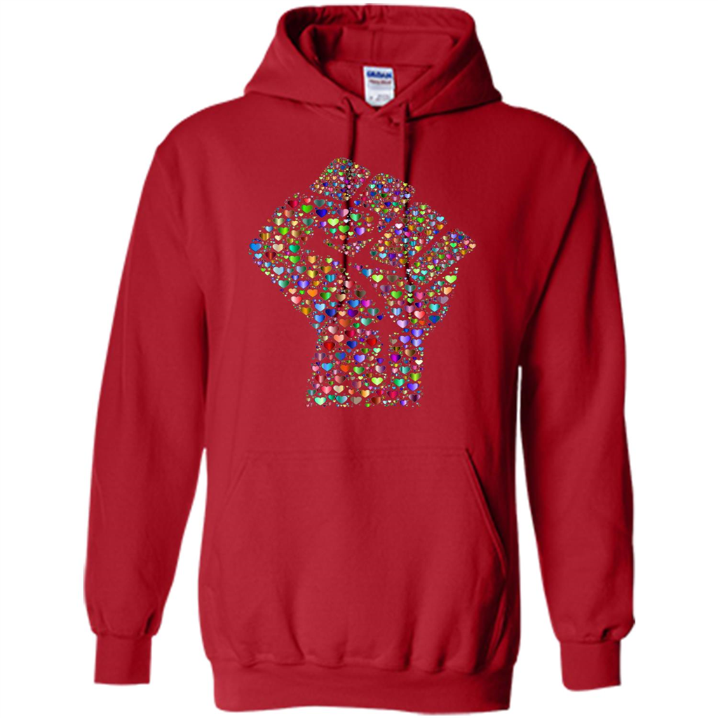 LGBTQ Pride T-shirt Resist Fist LGBTQ Pride Rainbow Hearts Red