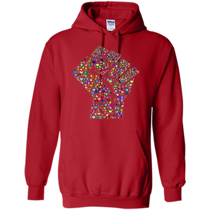 LGBTQ Pride T-shirt Resist Fist LGBTQ Pride Rainbow Hearts Red