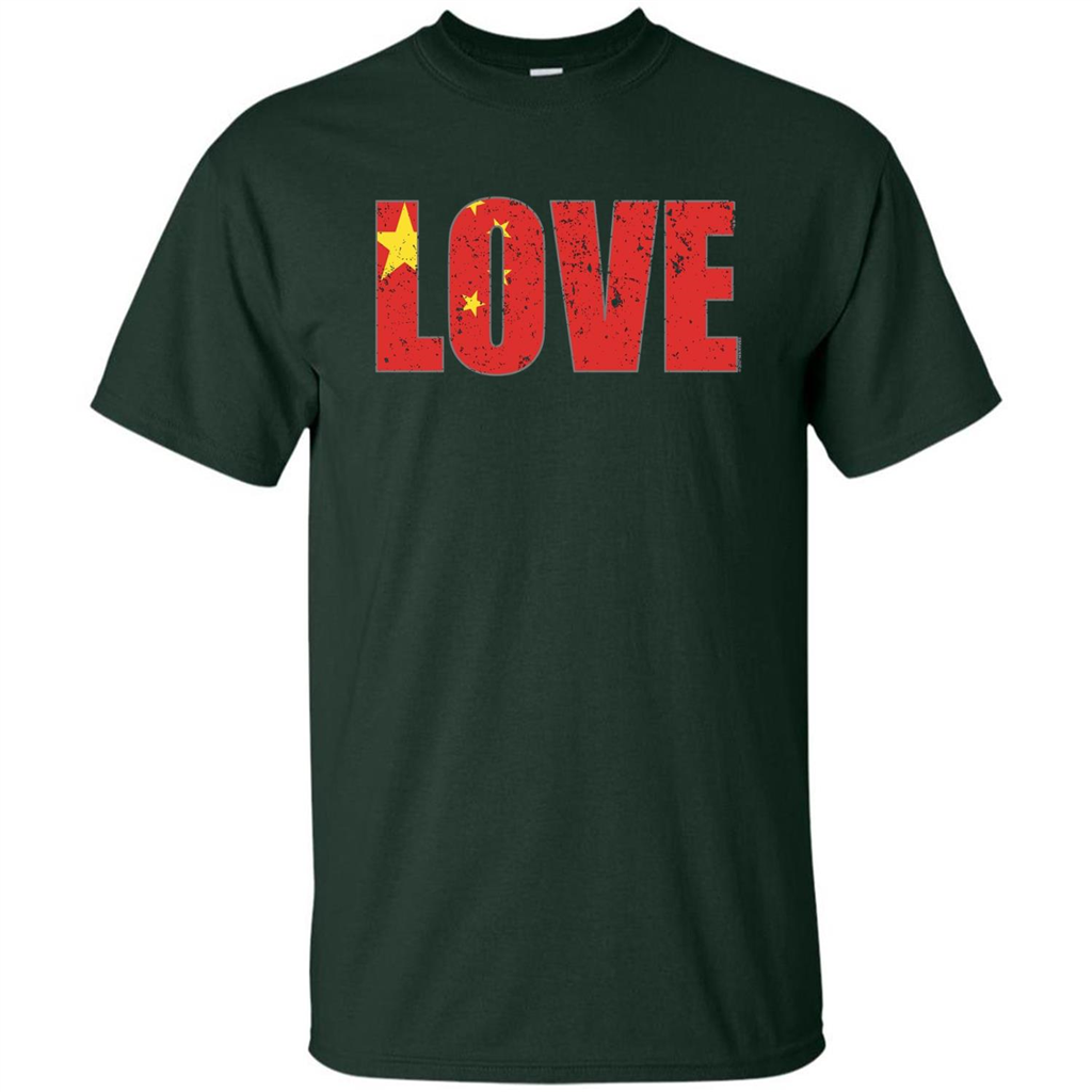 I Love China Flag T-shirt Forest Green
