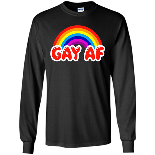 LGBTQ Pride T-shirt Gay AF Funny Gay Flag Rainbow Colors LGBTQ Pride Black