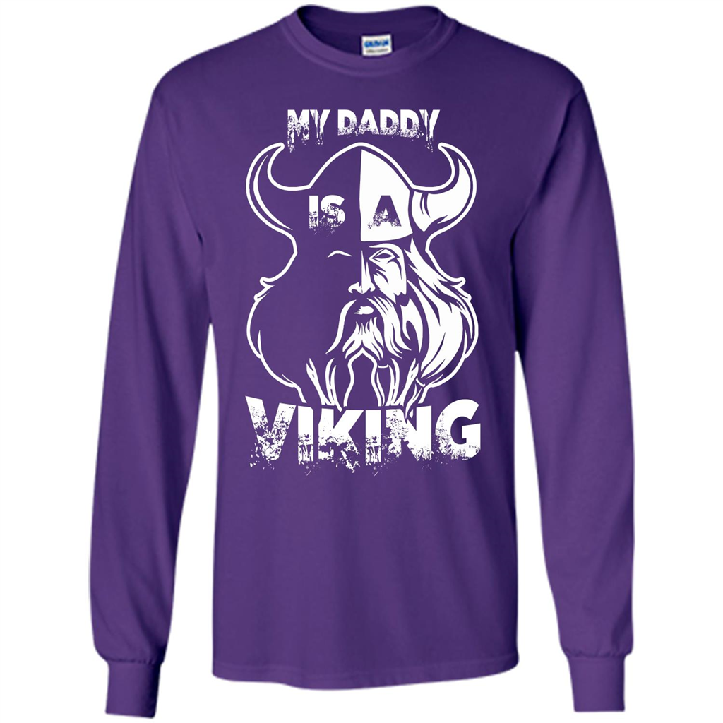 Family T-shirt My Daddy Is A Viking T-shirt Purple
