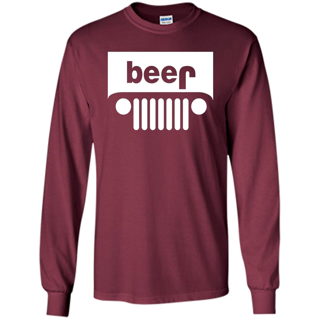 Funny Drinking T-shirt Adult Beer Jeep Maroon