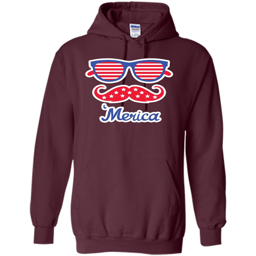 Merica Sunglasses Shirt Stars Stripes July 4th T-shirt Maroon