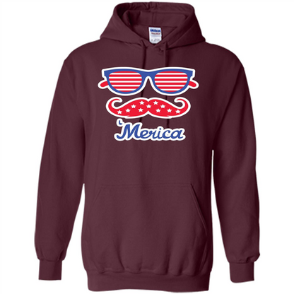 Merica Sunglasses Shirt Stars Stripes July 4th T-shirt Maroon