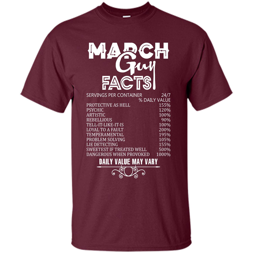 March Guy Facts T-shirt Maroon