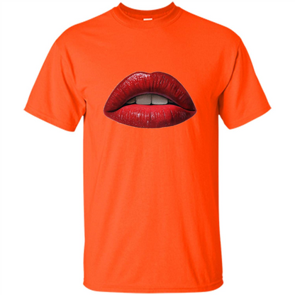Red Lips T-shirt with Red Lips Art T-shirt Orange