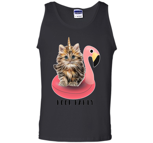 Pool Party Flamingo Float Funny Cat T-shirt for Women t-shirt Black