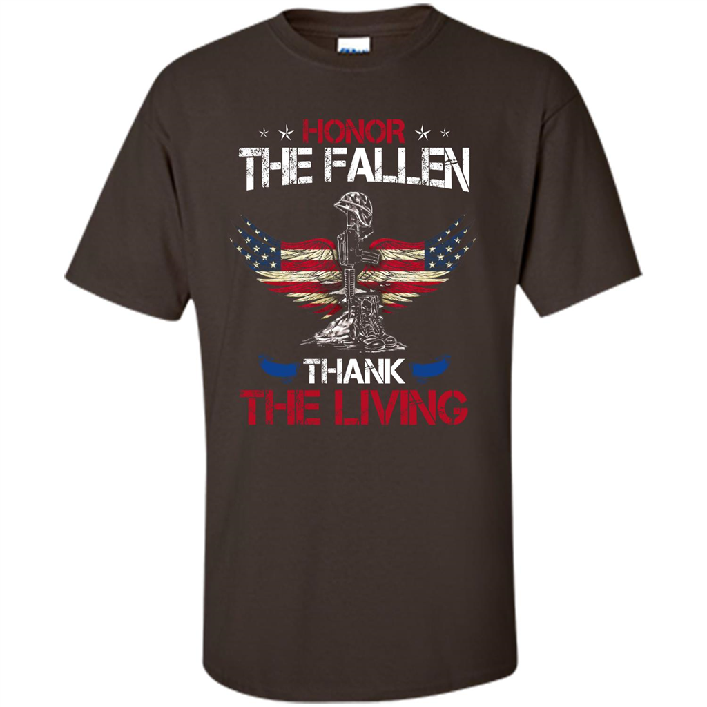 Military T-shirt Honor The Fallen Thank The Living Dark Chocolate
