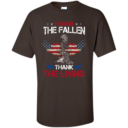 Military T-shirt Honor The Fallen Thank The Living Dark Chocolate