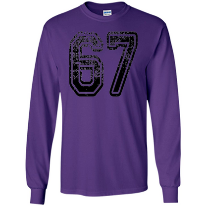 Number 67 T-shirt - Grungy Sports Team T-shirt Purple