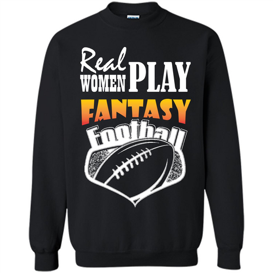 American Football T-shirt Real Women Play Fantasy Football Black