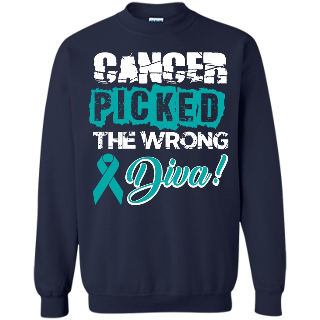 Cancer Awareness T-shirt Cancer Picked The Wrong Diva T-shirt Navy