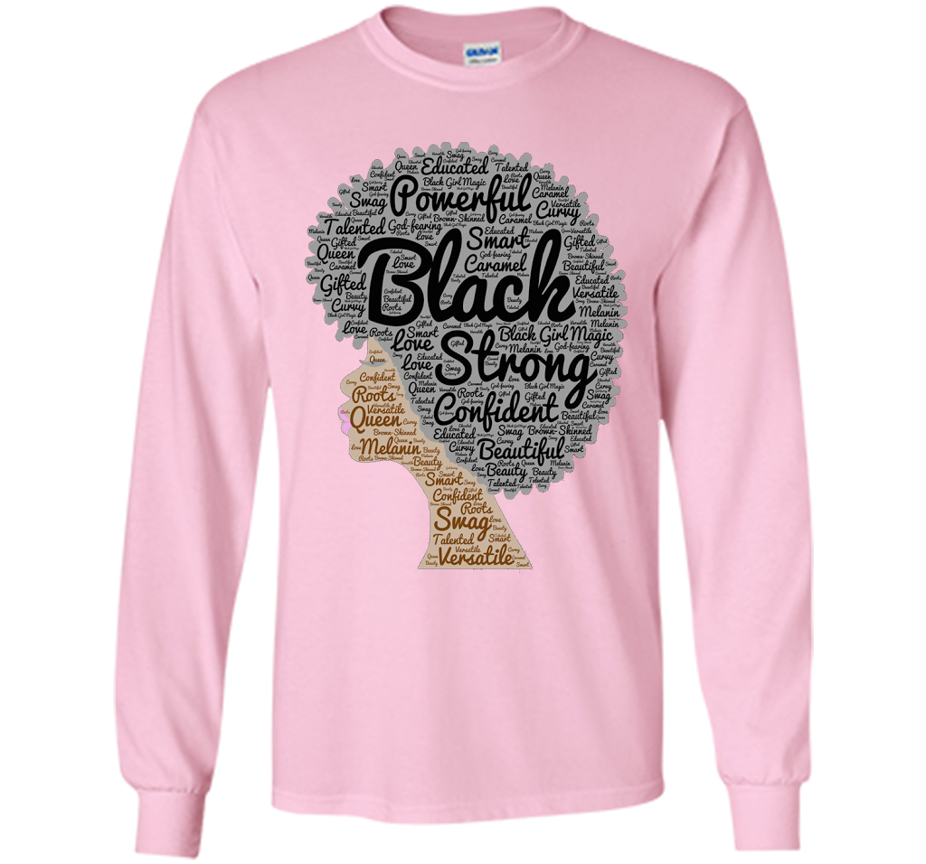 Afro Word Art Natural Hair T-Shirt for Black Women shirt Light Pink