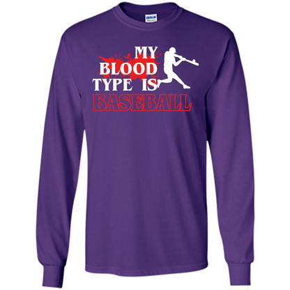 Baseball T-shirt My Blood Type Is Baseball Purple