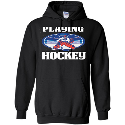 Funny Hockey T-shirt Playing Hockey Black