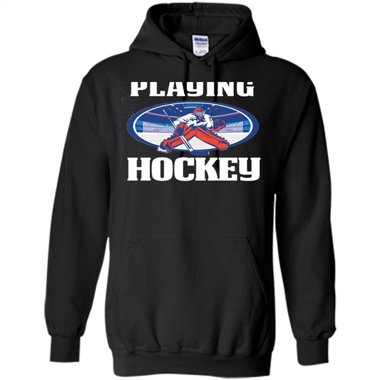Funny Hockey T-shirt Playing Hockey Black