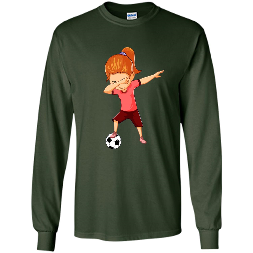 Soccer T-shirt For Girls Funny Dabbing Dab Dance Soccer Ball Forest Green