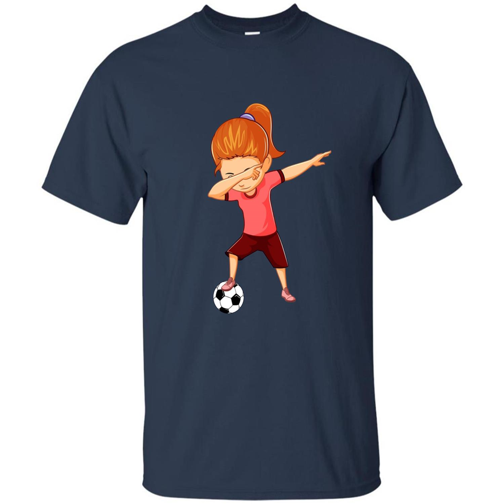 Soccer T-shirt For Girls Funny Dabbing Dab Dance Soccer Ball Navy