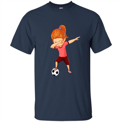 Soccer T-shirt For Girls Funny Dabbing Dab Dance Soccer Ball Navy