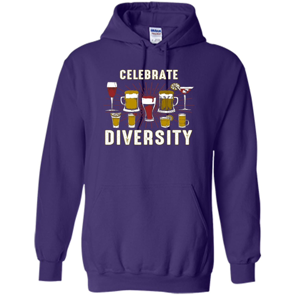 Alcohol Diversity T-Shirt Celebrate With Beer And Booze Purple