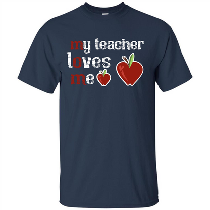 Student T-shirt My Teacher Loves Me T-shirt Navy