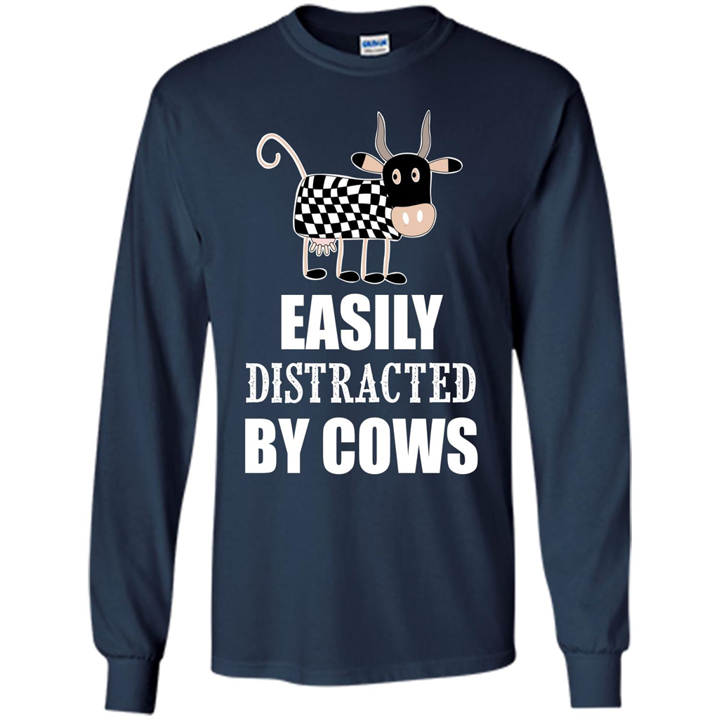 Cow T-shirt Easily Distracted By Cows T-shirt Navy