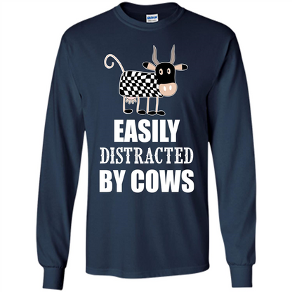 Cow T-shirt Easily Distracted By Cows T-shirt Navy