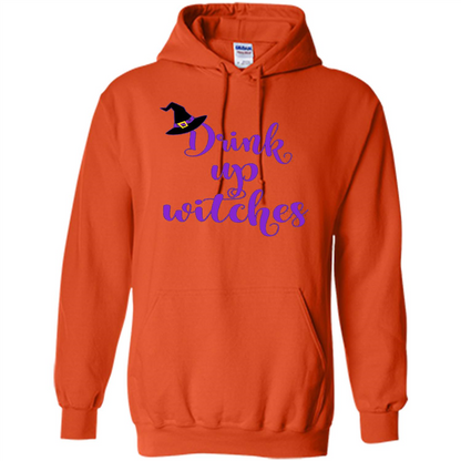 Drink Up Witches Halloween Tshirt Orange