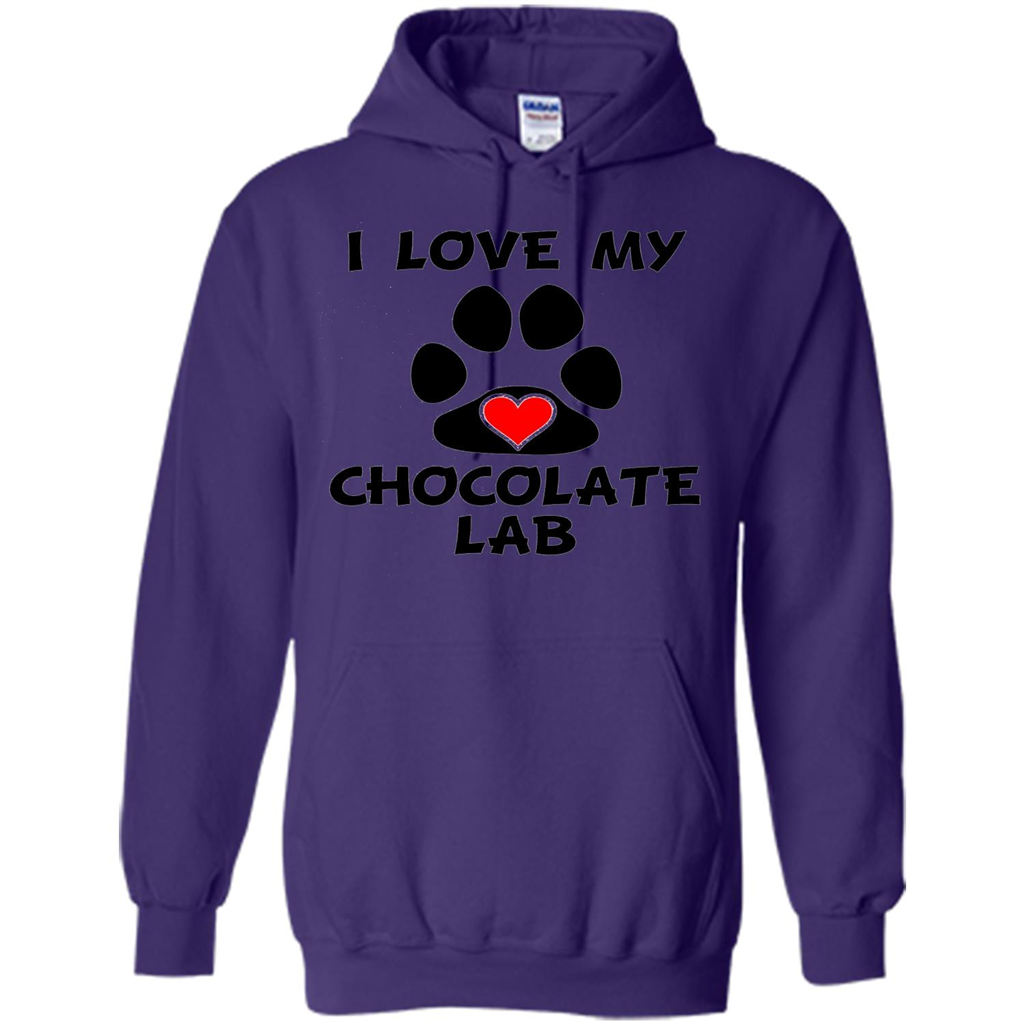 I Love My Chocolate Lab Paw T-shirt Heart Dog Owner T-Shirt Purple