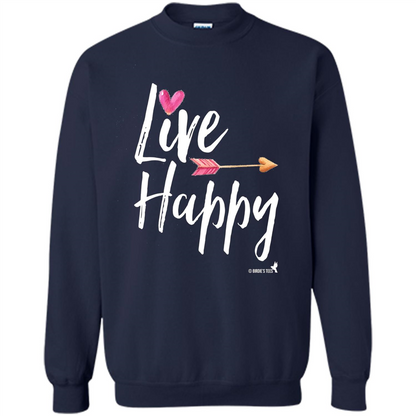 Inspirational Motivational Uplifting T-shirt Live Happy Navy