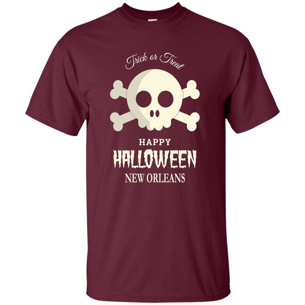 Halloween Trick or Treat Happy Halloween New Orleans T-shirt Maroon