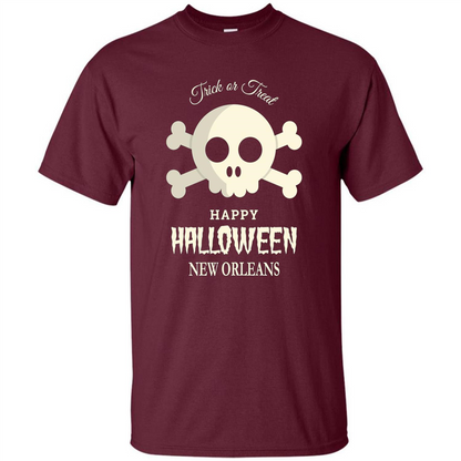 Halloween Trick or Treat Happy Halloween New Orleans T-shirt Maroon
