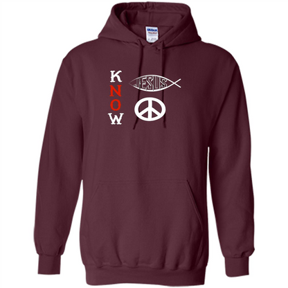 Christian T-shirt Know Jesus Know Peace Maroon