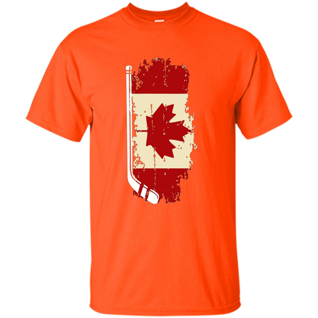 Canada Hockey Funny T-Shirt Canada Hockey Flag T-shirt Orange